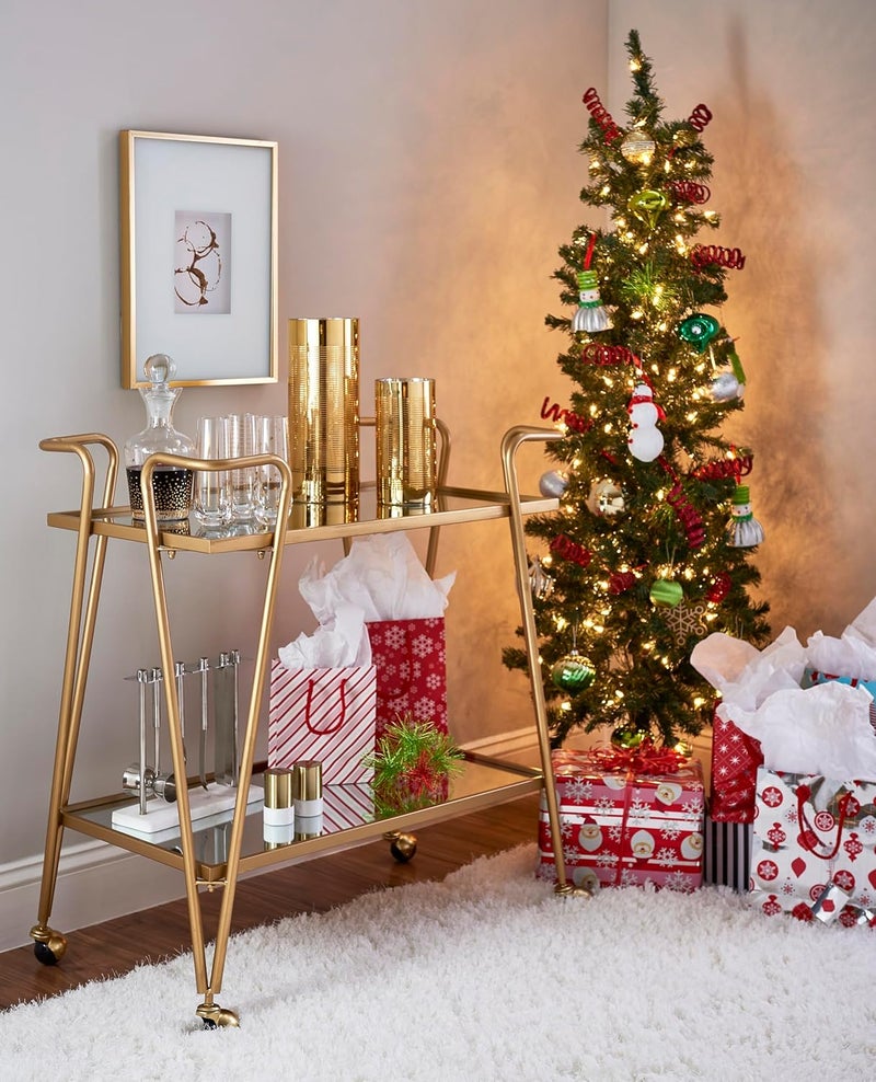 Linon Gina Mid-Century Bar Cart, Gold - Image 5